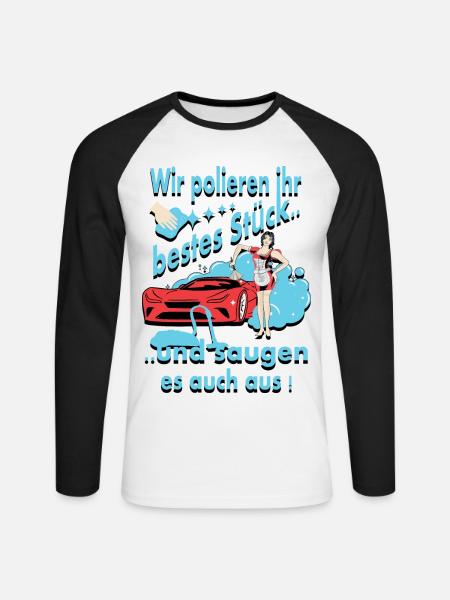 Car wash - Unisex Long Sleeve Baseball T-Shirt - white/black