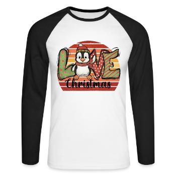 Christmas Penguin Penguin Christmas Gift - Unisex Long Sleeve Baseball T-Shirt - white/black - Front - Nik (191cm)