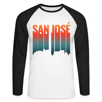 San Jose USA - Unisex Long Sleeve Baseball T-Shirt - white/black - Front - Nik (191cm)