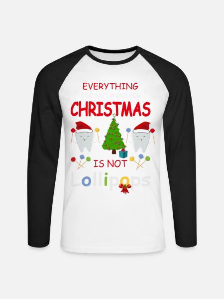 Teeth and sweets - Unisex Long Sleeve Baseball T-Shirt - white/black