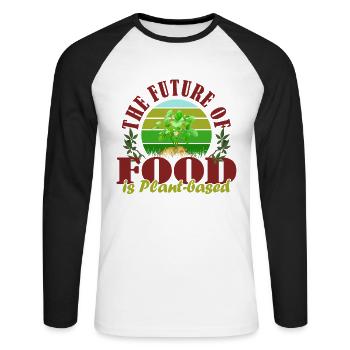 Die Zukunft ist Pflanzen Basis! Vegan Vegetarier - Unisex Baseballshirt langarm - Weiß/Schwarz - Vorne - Nik (191cm)