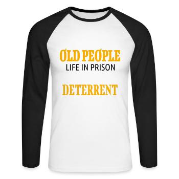 Don’t Mess With Old People - cadeau pour les grands-parents - T-shirt baseball manches longues Homme - blanc/noir - Devant - Nik (191cm)
