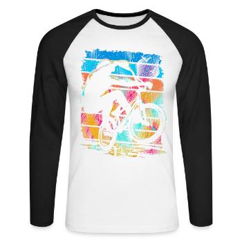 Vintage Bmx Bike - Retro Bmx Bike Colorful - Unisex Long Sleeve Baseball T-Shirt - white/black - Front - Nik (191cm)