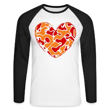 orangenes Herz Herzen Geschenk Muttertag Mutter - Unisex Baseballshirt langarm - Weiß/Schwarz - Vorne - Nik (191cm)