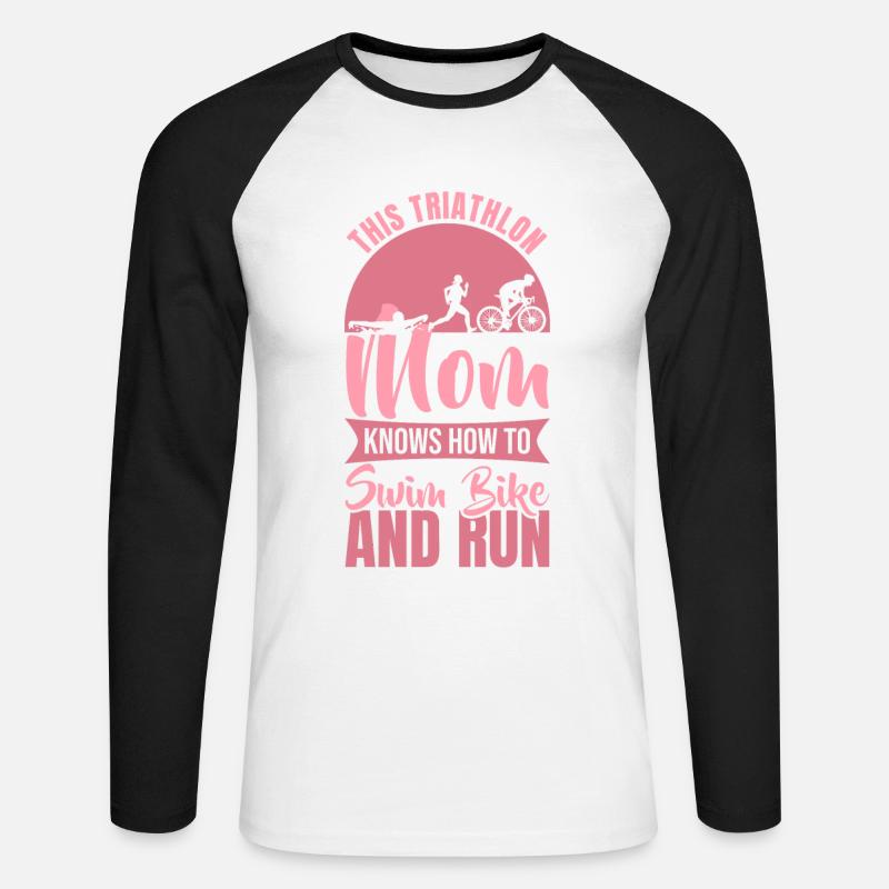Triathlet Mama - Unisex Baseballshirt langarm - Weiß/Schwarz