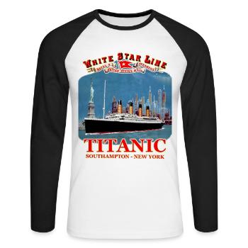TITANIC Kreation Louis RUNEMBERG © Adagp - Unisex Baseballshirt langarm - Weiß/Schwarz - Vorne - Nik (191cm)