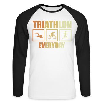 Bike Triathlon Routine - Unisex Long Sleeve Baseball T-Shirt - white/black - Front - Nik (191cm)