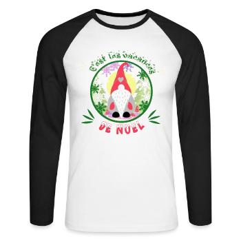 c'est les vacances de noël - T-shirt baseball manches longues Homme - blanc/noir - Devant - Nik (191cm)