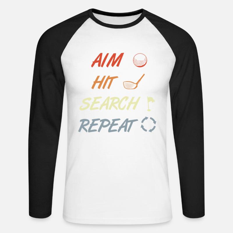 Golf Routine - Unisex Baseballshirt langarm - Weiß/Schwarz