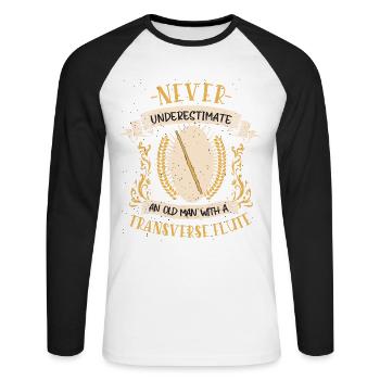 Flûte Musicien Instrument Cuivres Musique Cadeau - T-shirt baseball manches longues Homme - blanc/noir - Devant - Nik (191cm)