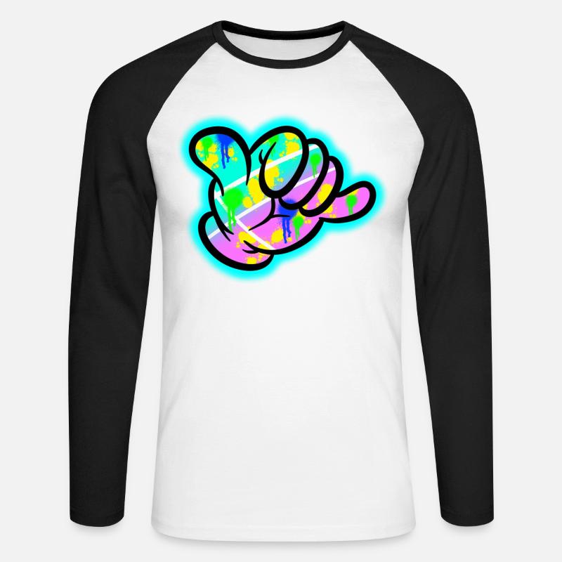 Shaka Graffiti Farbexplosion - Unisex Baseballshirt langarm - Weiß/Schwarz