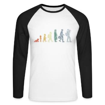 Kind zum Fotografen - Unisex Baseballshirt langarm - Weiß/Schwarz - Vorne - Nik (191cm)