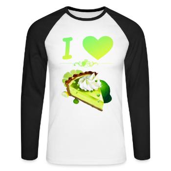 I Love Key Lime Pie - Unisex Long Sleeve Baseball T-Shirt - white/black - Front - Nik (191cm)