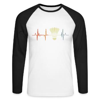 Badminton heartbeat - Unisex Long Sleeve Baseball T-Shirt - white/black - Front - Nik (191cm)