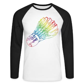 Federball - Unisex Baseballshirt langarm - Weiß/Schwarz - Vorne - Nik (191cm)