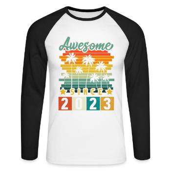 2023 Anniversaire Né Année de naissance millésime - T-shirt baseball manches longues Homme - blanc/noir - Devant - Nik (191cm)