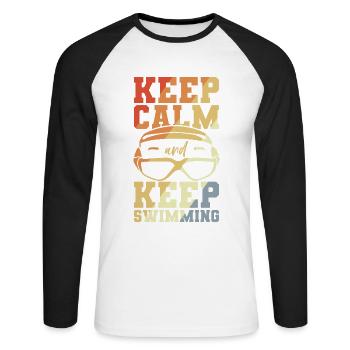 Lustiger Schwimmer Witz - Unisex Baseballshirt langarm - Weiß/Schwarz - Vorne - Nik (191cm)
