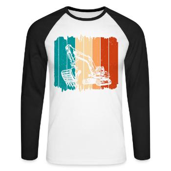 Bagger - Unisex Baseballshirt langarm - Weiß/Schwarz - Vorne - Nik (191cm)