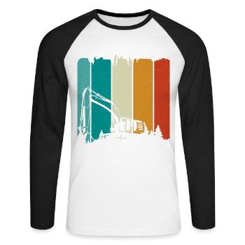 Bagger - Unisex Baseballshirt langarm - Weiß/Schwarz - Vorne - Nik (191cm)