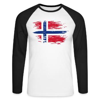 Norway flag used - Unisex Long Sleeve Baseball T-Shirt - white/black - Front - Nik (191cm)