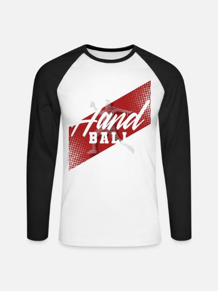Handball Handballer - Unisex Baseballshirt langarm - Weiß/Schwarz