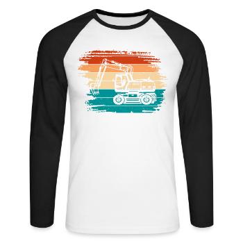Excavatrice - T-shirt baseball manches longues Homme - blanc/noir - Devant - Nik (191cm)
