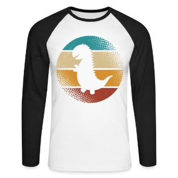 T-Rex - Unisex Long Sleeve Baseball T-Shirt - white/black - Front - Nik (191cm)