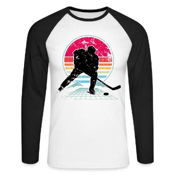 Eishockey - Unisex Long Sleeve Baseball T-Shirt - white/black - Front - Nik (191cm)