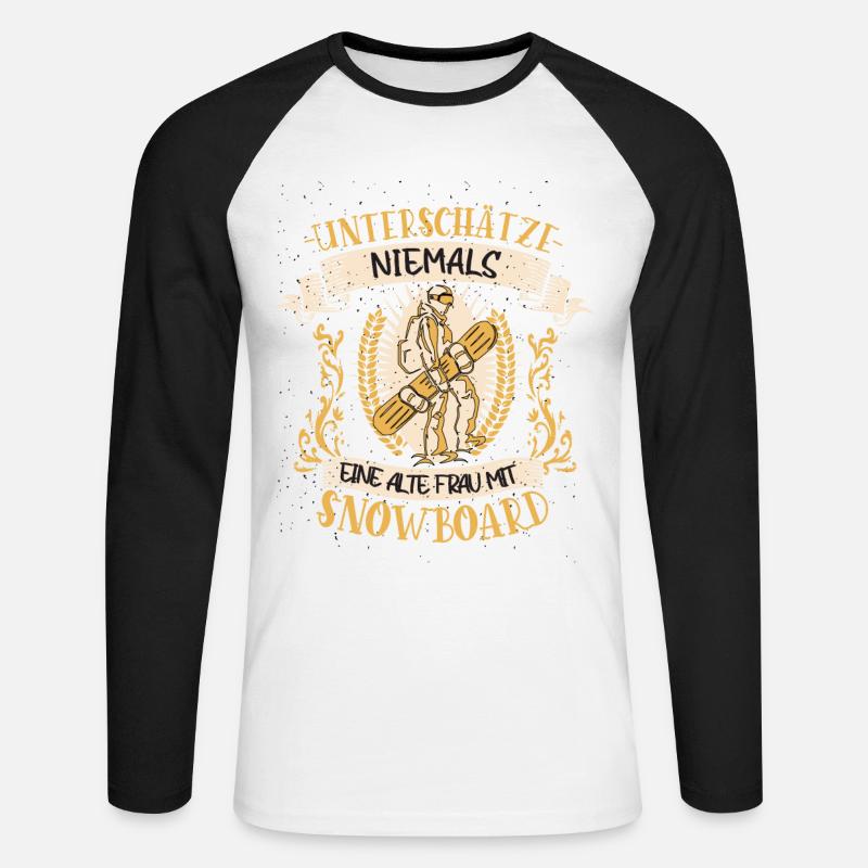 Snowboard Snowboarderin Lustiger Spruch Geschenk - Unisex Baseballshirt langarm - Weiß/Schwarz