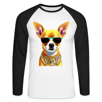 Colorful Chihuahua with sunglasses - Unisex Long Sleeve Baseball T-Shirt - white/black - Front - Nik (191cm)
