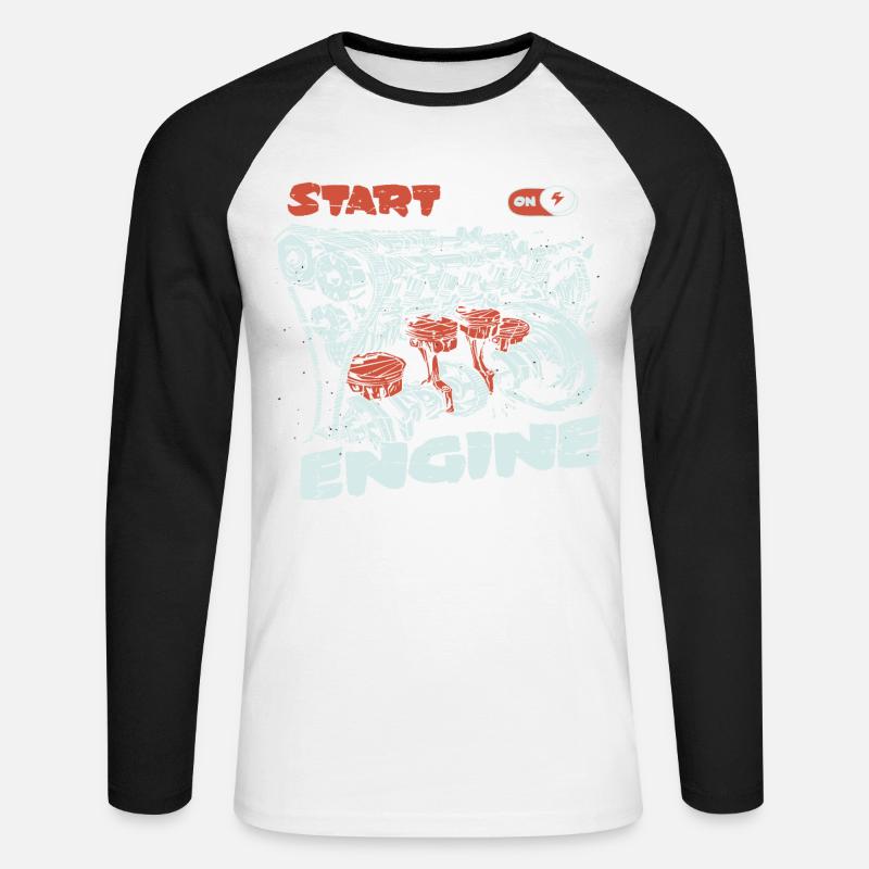 Start the engine, engine, engine - Unisex Long Sleeve Baseball T-Shirt - white/black
