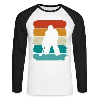 Eishockey  - Unisex Long Sleeve Baseball T-Shirt - white/black - Front - Nik (191cm)