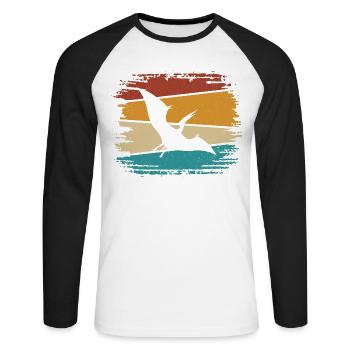 Dino Dinosaur Pteranodon - Unisex Long Sleeve Baseball T-Shirt - white/black - Front - Nik (191cm)