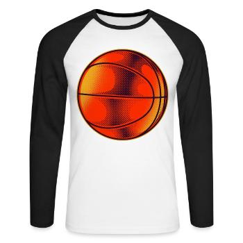 Vintage Basketball - T-shirt baseball manches longues Homme - blanc/noir - Devant - Nik (191cm)