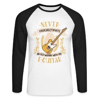 Electric Guitar Musician Musical Instrument Gift - Unisex Long Sleeve Baseball T-Shirt - white/black - Front - Nik (191cm)