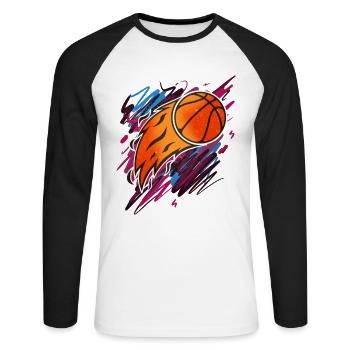 Basketball Basketballer - Unisex Baseballshirt langarm - Weiß/Schwarz - Vorne - Nik (191cm)
