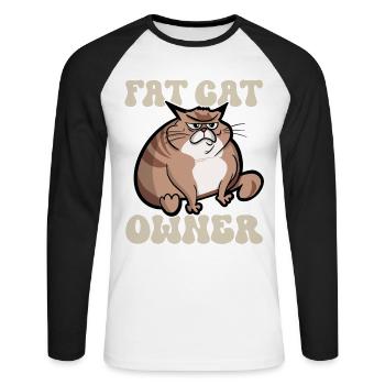 Fat cat owner - Unisex Long Sleeve Baseball T-Shirt - white/black - Front - Nik (191cm)