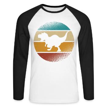 T-Rex - Unisex Long Sleeve Baseball T-Shirt - white/black - Front - Nik (191cm)
