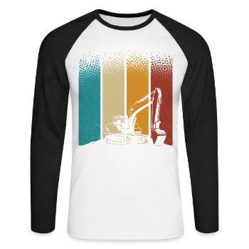 Excavator - Unisex Long Sleeve Baseball T-Shirt - white/black - Front - Nik (191cm)