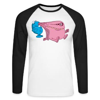 Energy vacuum cleaner monster - Unisex Long Sleeve Baseball T-Shirt - white/black - Front - Nik (191cm)