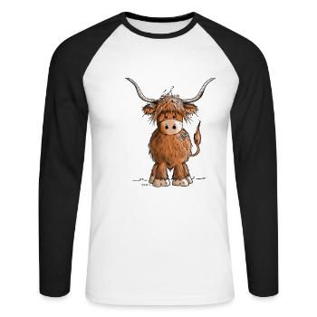 Just Really Like Cows Scottish Highland Cattle - Unisex Long Sleeve Baseball T-Shirt - white/black - Front - Nik (191cm)