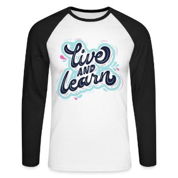 live and learn - Unisex Baseballshirt langarm - Weiß/Schwarz - Vorne - Nik (191cm)