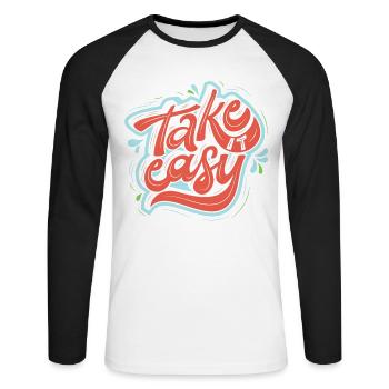 Take it easy - Unisex Long Sleeve Baseball T-Shirt - white/black - Front - Nik (191cm)