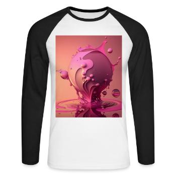 Pink Ball Drops Fantasy Gift - Unisex Long Sleeve Baseball T-Shirt - white/black - Front - Nik (191cm)