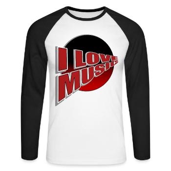 I love music - do you? - Unisex Long Sleeve Baseball T-Shirt - white/black - Front - Nik (191cm)