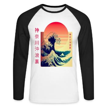 the big wave off Kanagawa Japan Art - Unisex Long Sleeve Baseball T-Shirt - white/black - Front - Nik (191cm)