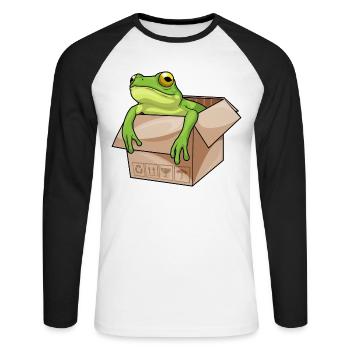 Carton grenouille - T-shirt baseball manches longues Homme - blanc/noir - Devant - Nik (191cm)