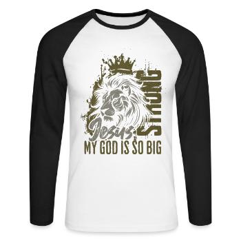 Lion's Crown Jesus Great Faith - Unisex Long Sleeve Baseball T-Shirt - white/black - Front - Nik (191cm)