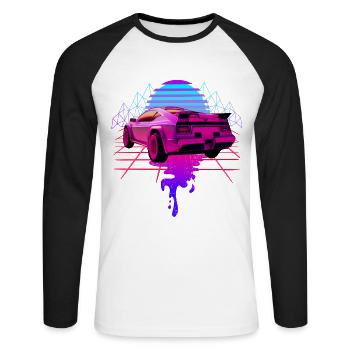 Ästhetik Sportauto Vaporwave Sunset Retrowave - Unisex Baseballshirt langarm - Weiß/Schwarz - Vorne - Nik (191cm)