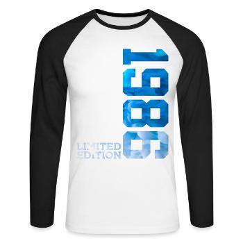 40E ANNIVERSAIRE ÉDITION LIMITÉE 1986 - T-shirt baseball manches longues Homme - blanc/noir - Devant - Nik (191cm)